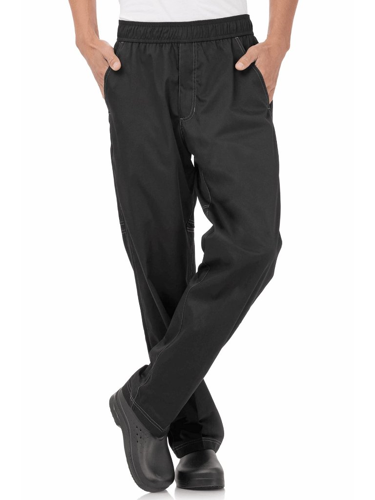 Chef Works Men's Cool Vent Baggy Chef Pants, Black, Small